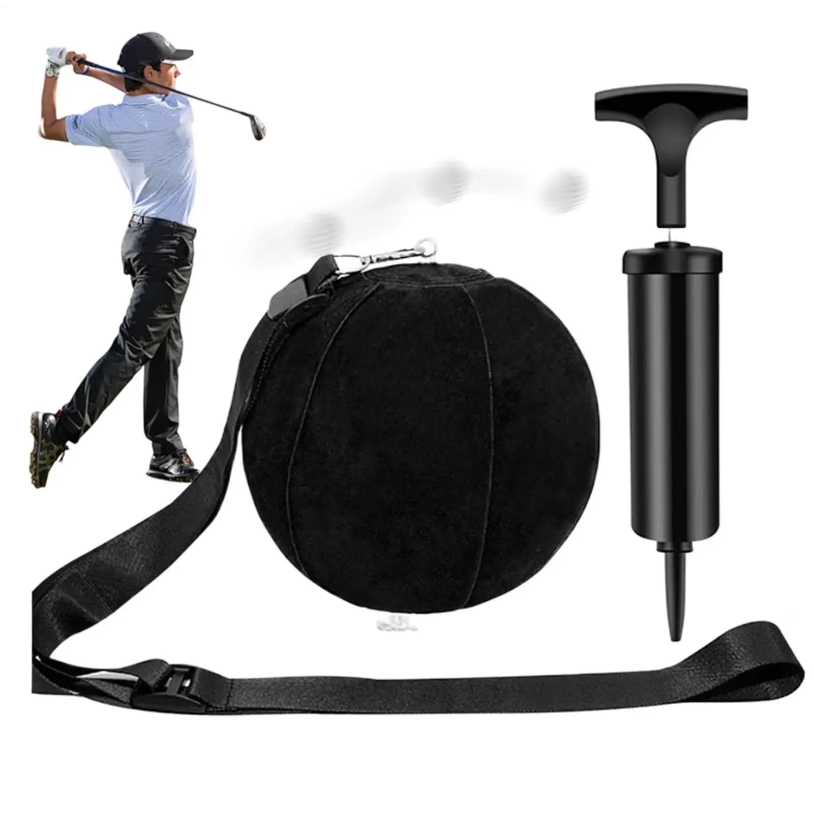Allenatore di swing da golf con palla da allenamento gonfiabile e corda regolabile - Correttore di swing per interni ed esterni per uomini, donne, principianti