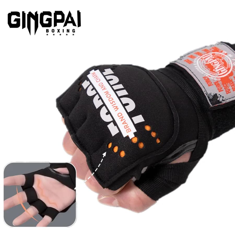 Fasce per Mani da Boxe, Guanti da Muay Thai per Uomo, Guanti Interni Mezze Dita con Gel per MMA e Taekwondo