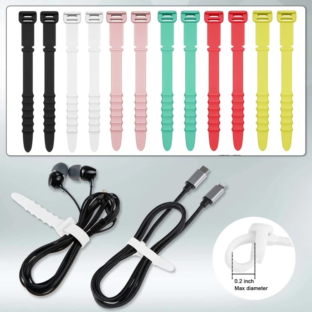 5pcs/lot Silicone Phone Data Cable Winder Earphone Clip Organizer Cable Tie for Mouse Headphone Charger Cord Strap Desk Tidy