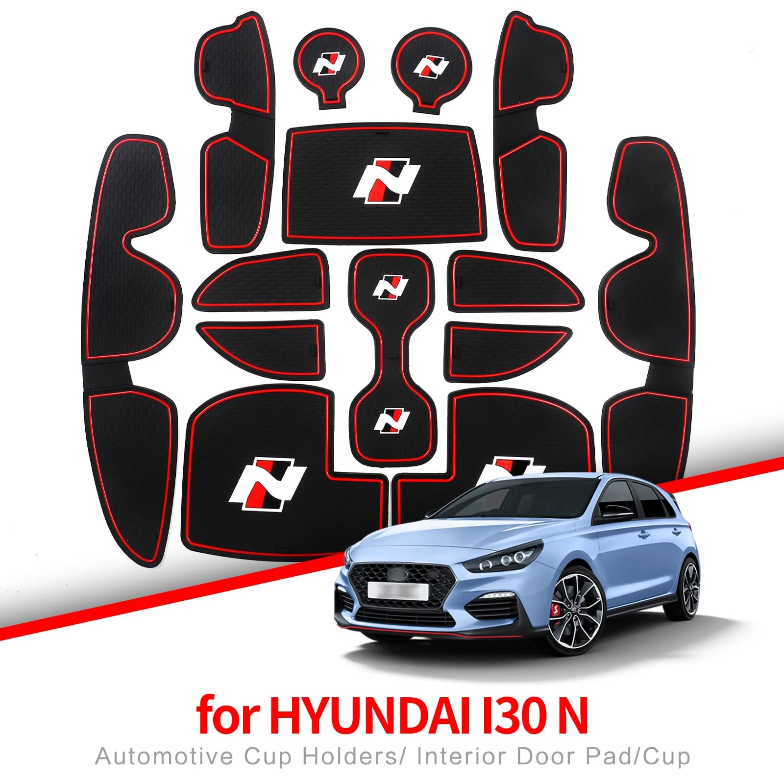 ZUNDUO Cancello Slot Cup Zerbino for Hyundai I30 N 2017 - 2022 Interior Accessories Anti-Slip Glass Door Groove Pad Anti-slip Mats