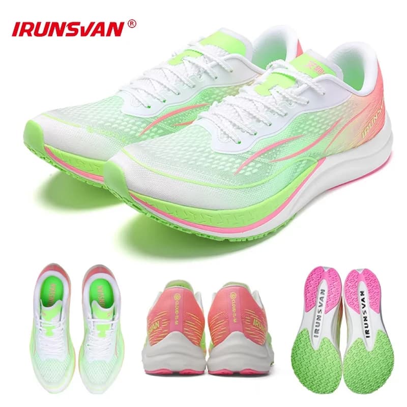 IRUNSVAN Full Palm Nylon Carbon Plate 2025 Trail Running Shoes Men High Quality Eco-Materials Breathable Bounce-Back Cushioning