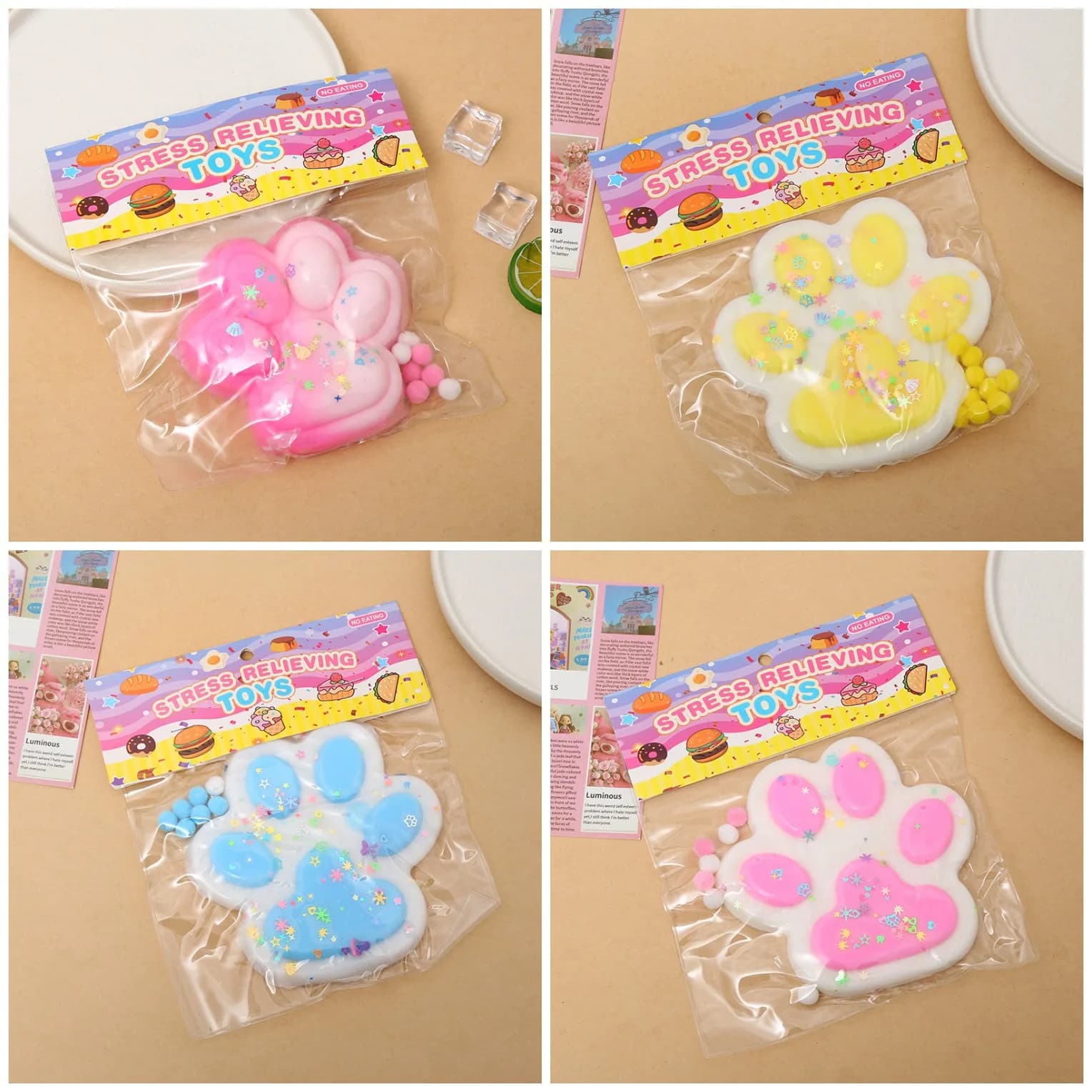 Giant Oversized Cat Paw Squishy Toy Mud Slime Soft Hand Feel TPR Slow Rebound Stress Relief Pinch Toy（Random Color）