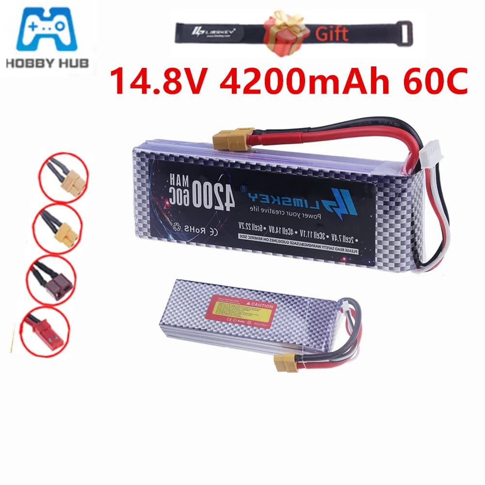 MAX 60C FPV Drone Lipo Battery 14.8V 4200mah 4S for Aircraft Toys Off-Road Car Model Quadcopter Drone 14.8V Rechargeable Battery