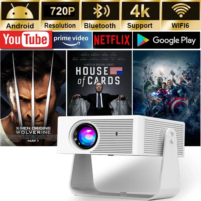 Nuovo Mini Proiettore X3 Ultra HD 4K con Risoluzione Nativa 1080P, Home Theater Smart Android TV, Proiettore per Uso Diurno, Wi-Fi 5G, Nuovo Proiettore