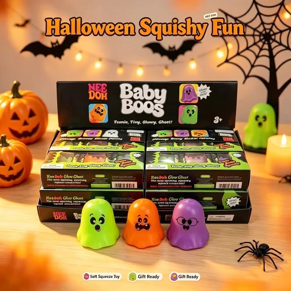 2027 Needoh Baby Boos Halloween Strss Ball Fidget Sensory Toys Press Squeeze Stress Relief Anxiety Squishy Toys for Adults Gifts