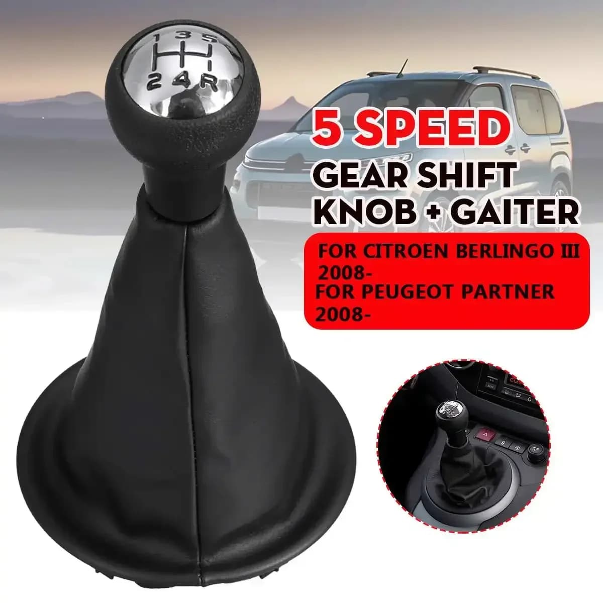 Per Citroen Berlingo III MK3 Per Peugeot Partner 2008-on Auto Pomello Del Cambio Leva Shifter Stick Ghetta Boot Copertura In Pelle PU