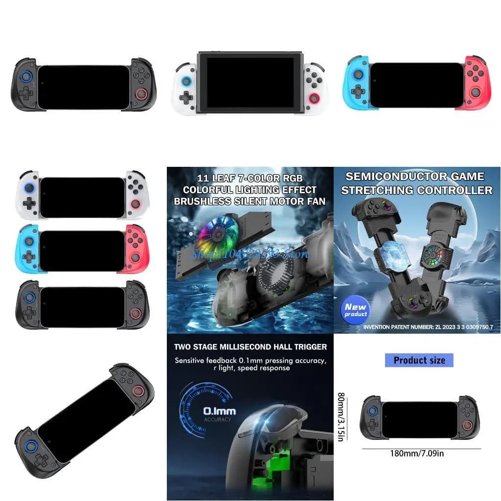 Y2GD X5mini Ergonomic Wireless Game Controller with Stretch Gaming Joysticks for Comfortable Smartphone Play