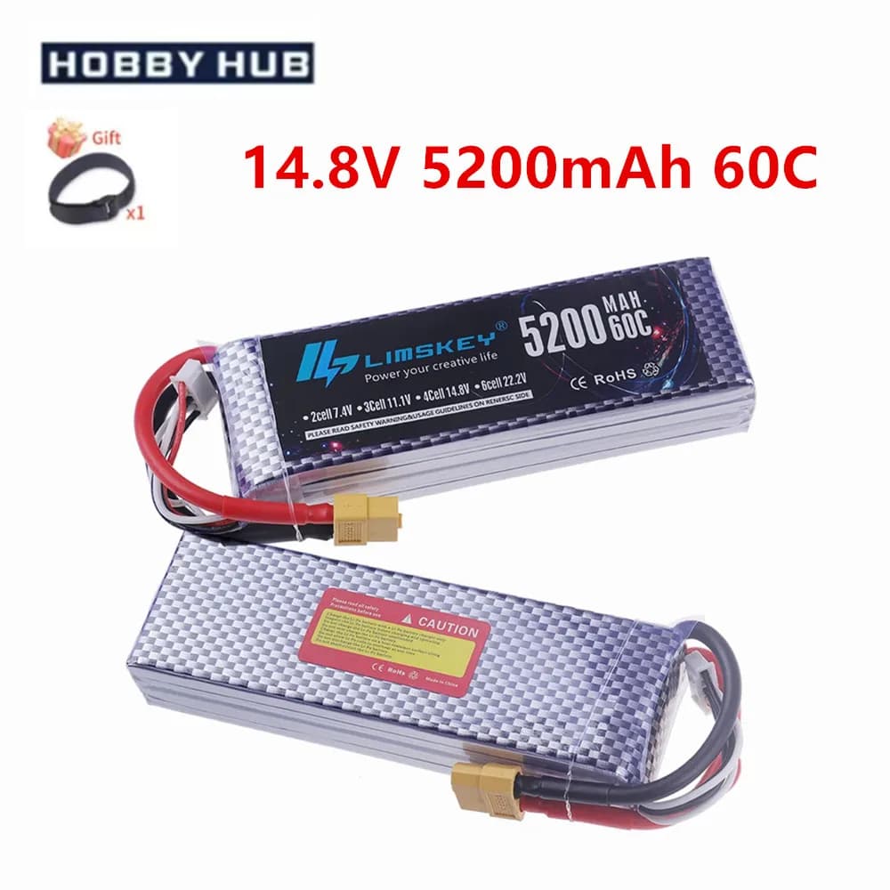 Batteria Lipo 4S 14.8V 5200mah 60C Per RC Auto Quadcopter Drone Aereo Elicottero Con XT60 Deans T 14.8V Batteria Ricaricabile