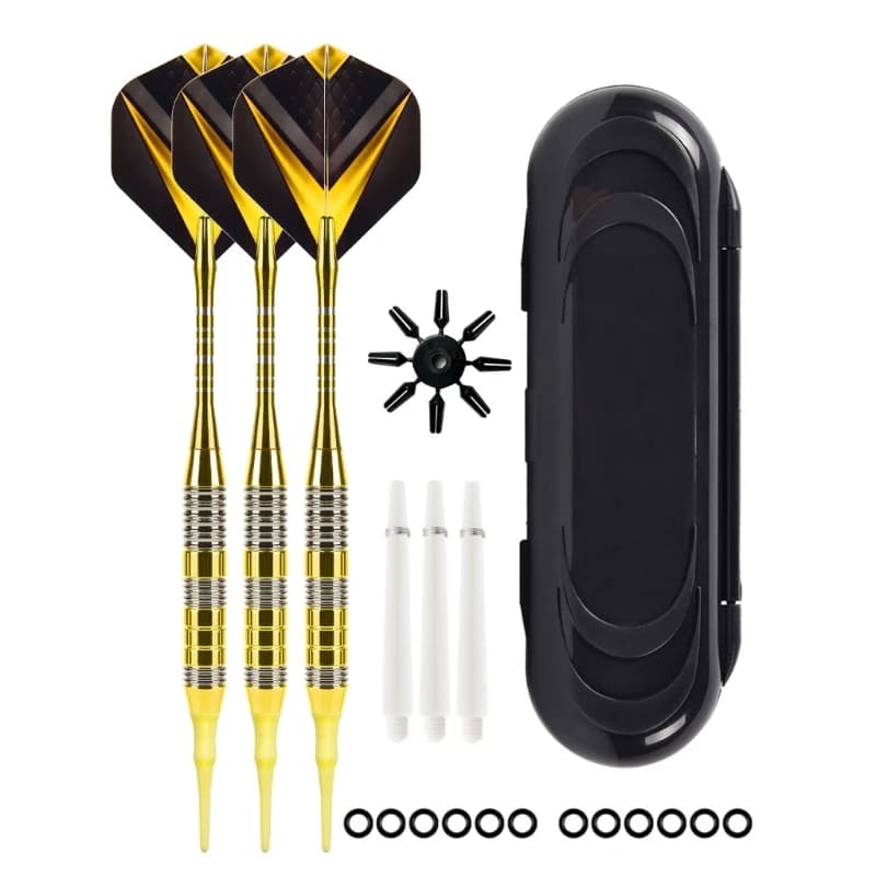 3 pezzi/pacco 21g set di freccette con punta morbida volo standard in PET, aste per freccette in alluminio punta in plastica con scatola di immagazzinaggio per principianti