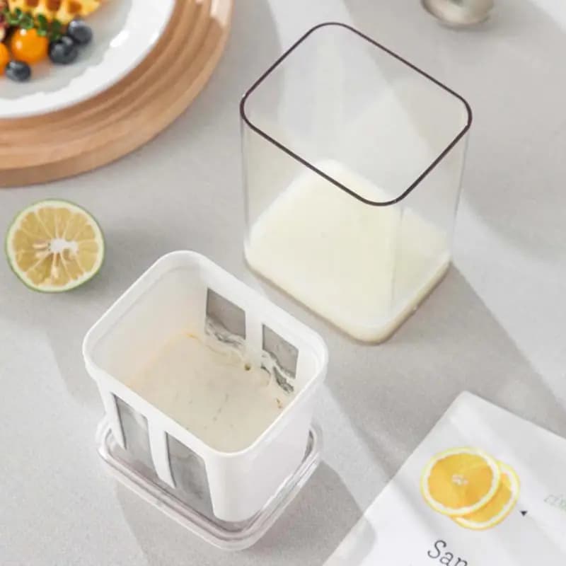 2026NEW Kitchen Homemade Dairy Making Gadget 1100ml Transparent Yogurt Filter Box Fine Mesh Cheese Whey Separator Strainer Maker