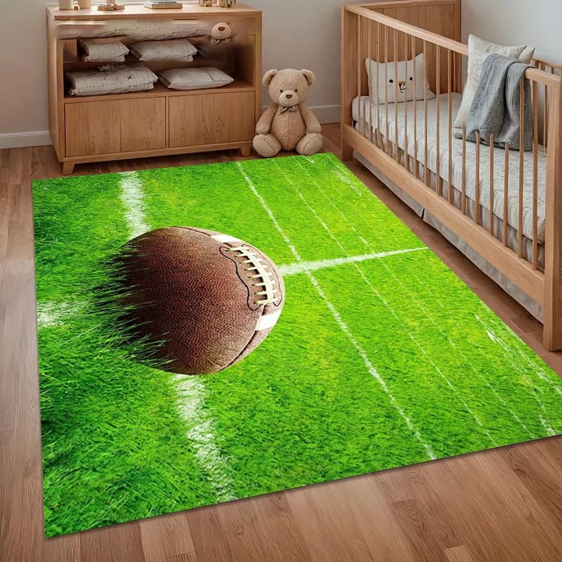 Tappeto a Tema Sportivo con Pista da Corsa, Campo da Basket, Campo da Calcio, Tappetino da Gioco per Bambini, Decorazione per la Casa, Tappeto Antiscivolo per Camera da Letto