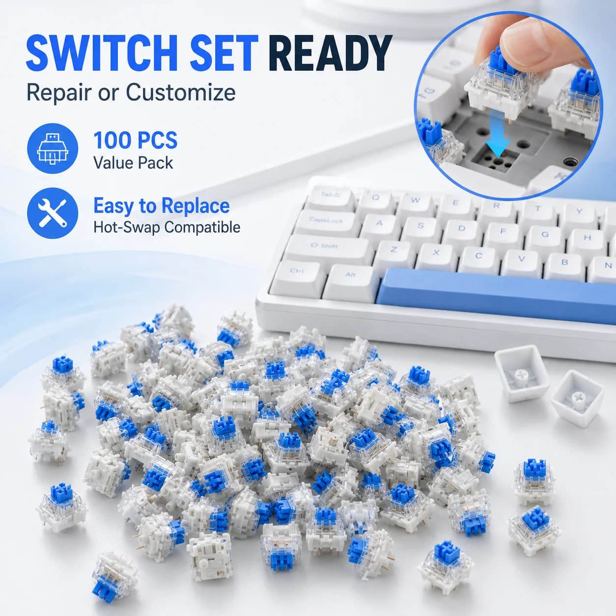 DIY Mechanical Keyboard Switches 30/50/100 PCS 3 Pin Tactile Clicker Keys Replacement Parts Accessories Use