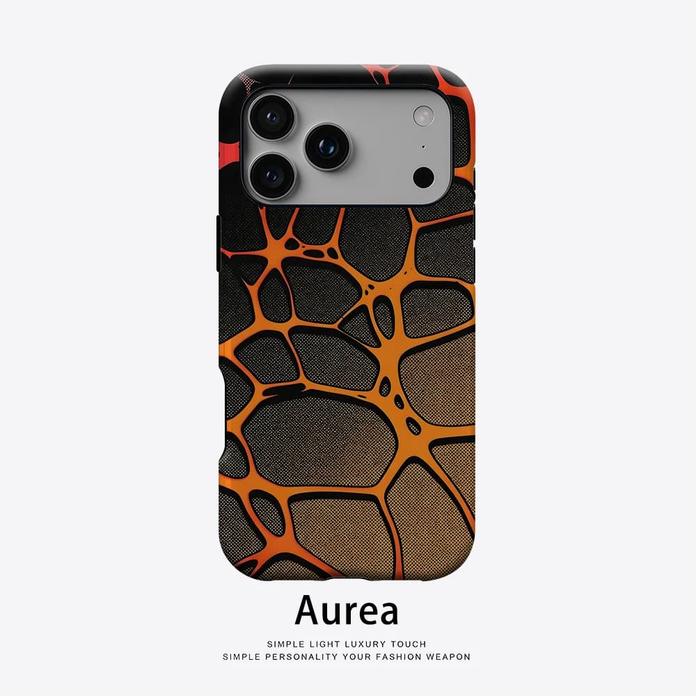 Custodia Aurea opaca antiurto per MagSafe per iPhone 17 16 15 14 Plus 13 Pro Max, in PC rigido, con cover a rete arancione Lava