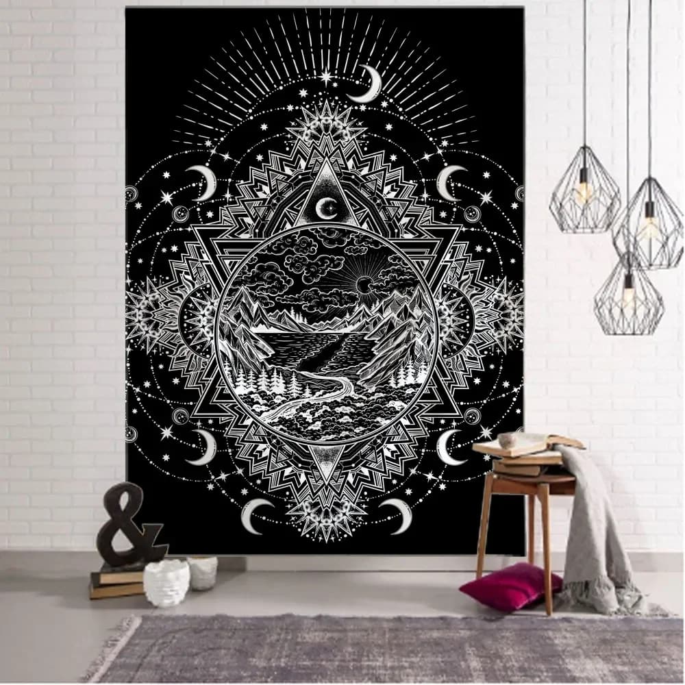 Tarot card printing tapestry divination witchcraft hippie wall hanging cloth home decoration sun and moon home art decoration
