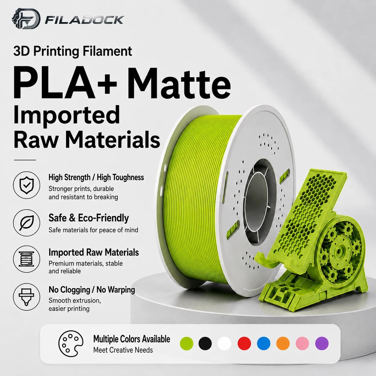 Matte PLA Plus Filament Dimensional Accuracy ±0.02mm, Smooth Printing, Low Odor, High Tough
