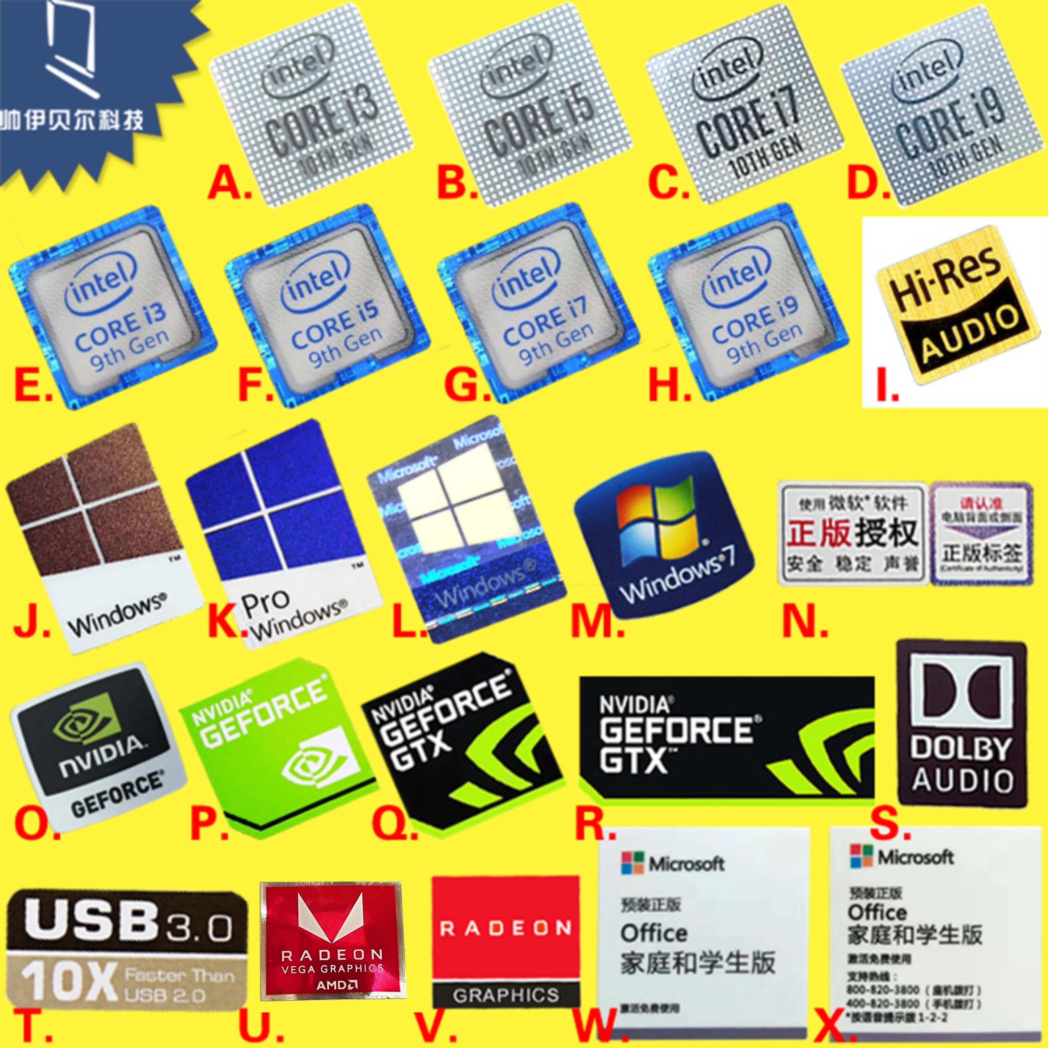Adesivo originale cpu di decima generazione 10a generazione i3 i5 i7 i9 noleggio di etichette piccola decorazione per notebook con etichetta dorata