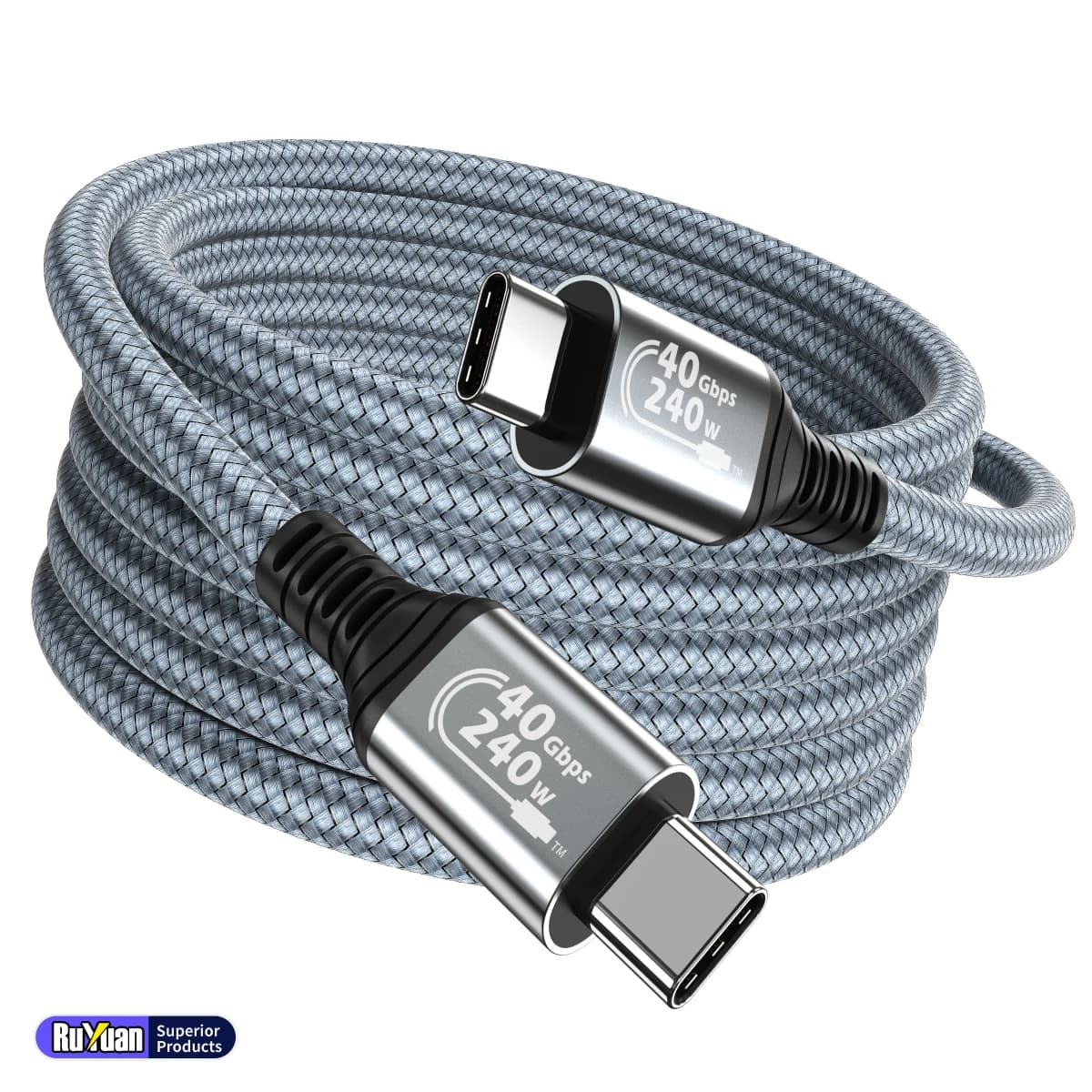 Cavo USB4 da 240 W da USB C a C, 40 Gbps Thunderbolt 4 e 8 K a 60 Hz per MacBook Pro, iPad Pro, iPhone 15/16/17, SSD, laptop Dell/HP