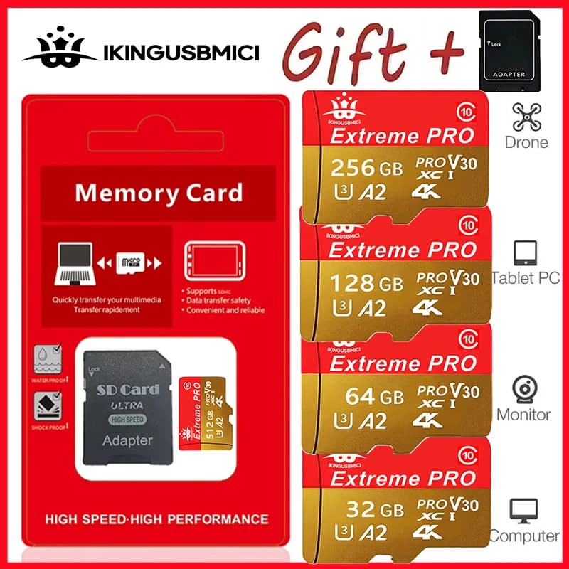 Fast Read Write Reliable Memory Card and Micro SD Card SD Cards TF Cards 16GB/32GB/64GB/256GB/512GB for Gopro Camera