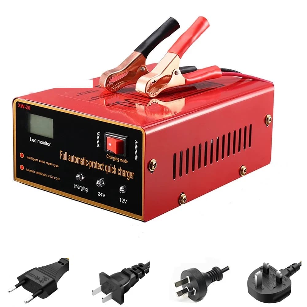 Caricabatteria per auto da 200 W 12 V 24 V EU US AU UK Dispositivo di carica per riparazione a impulsi intelligente Display LCD per camion per auto