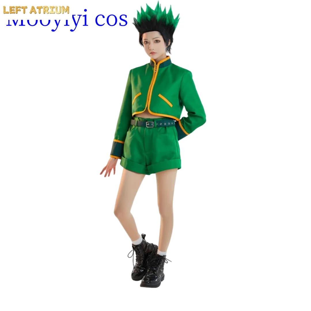 Nuovo Costume Cosplay Gon Freecss per Halloween e Natale, Gioco di Ruolo Personalizzato, Nuovo Costume 2025, Nuovo Completo Hunter con Top, Pantaloni e Cintura