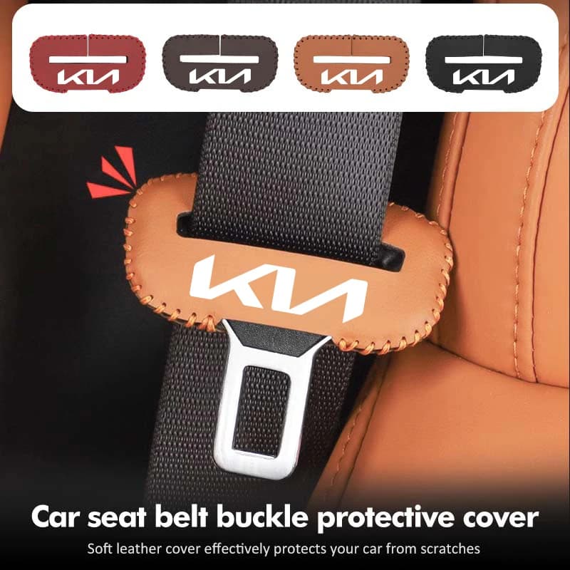 2pcs Car Seat Belt Buckle Cover Leather Anti Scratch Protector For KIA Stinger Optima Cerato Soul Venga Forte Spectra Sedona