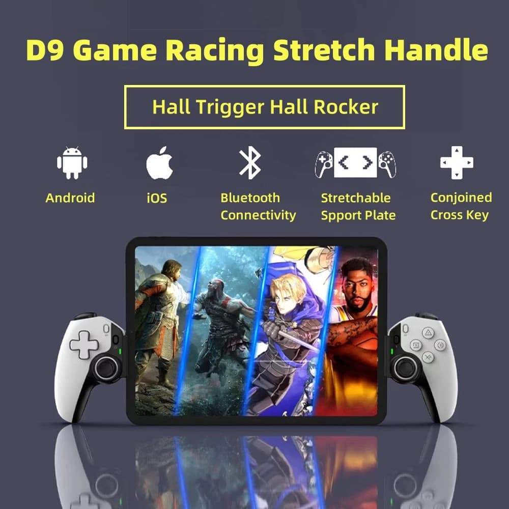 Maniglia wireless per controller tablet D9 per gioco Switch Joystick allungabile Bluetooth per PS3 PS4 Android IOS Telefono iPad Gamepad