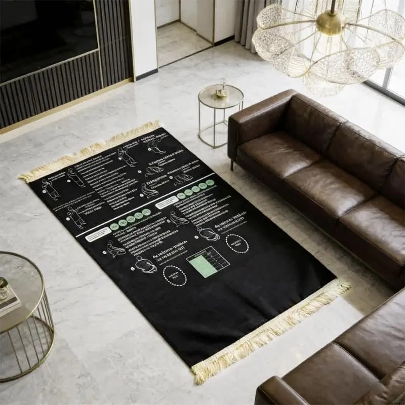 Foldable Prayer Mat For Meditations With Guidance Design Soft Polyester Fabric