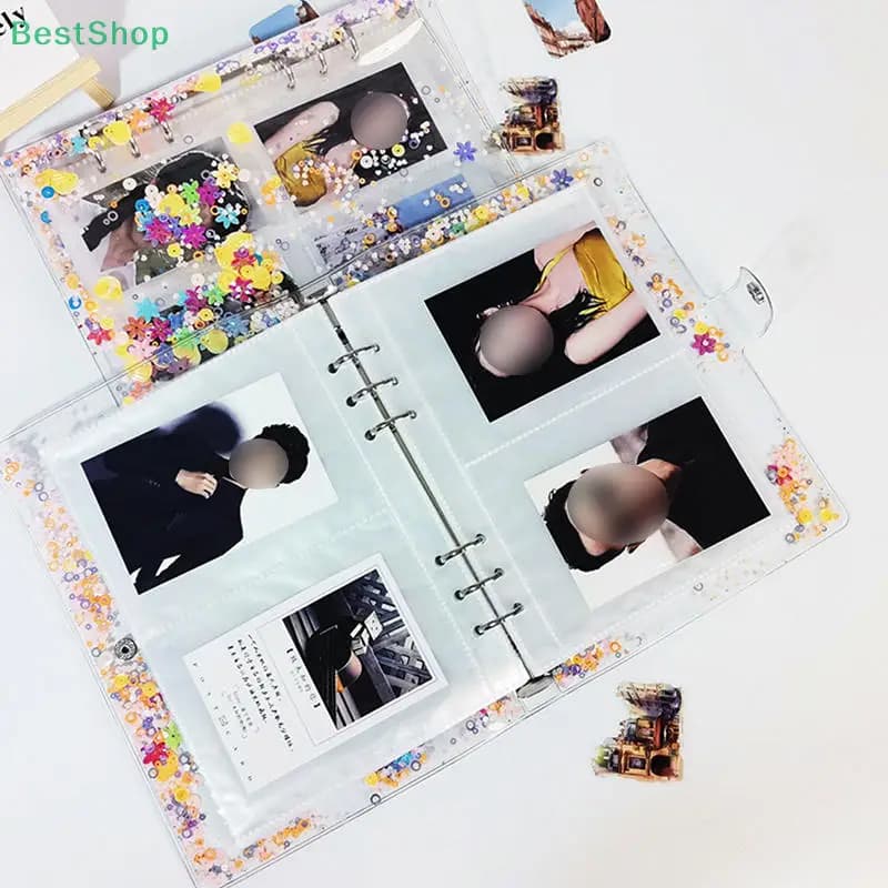 Copertina per Quaderno A5 A6 Trasparente con Paillettes Glitterate, Raccoglitore a 6 Anelli, Agenda Kawaii, Diario, Planner, Forniture per Ufficio