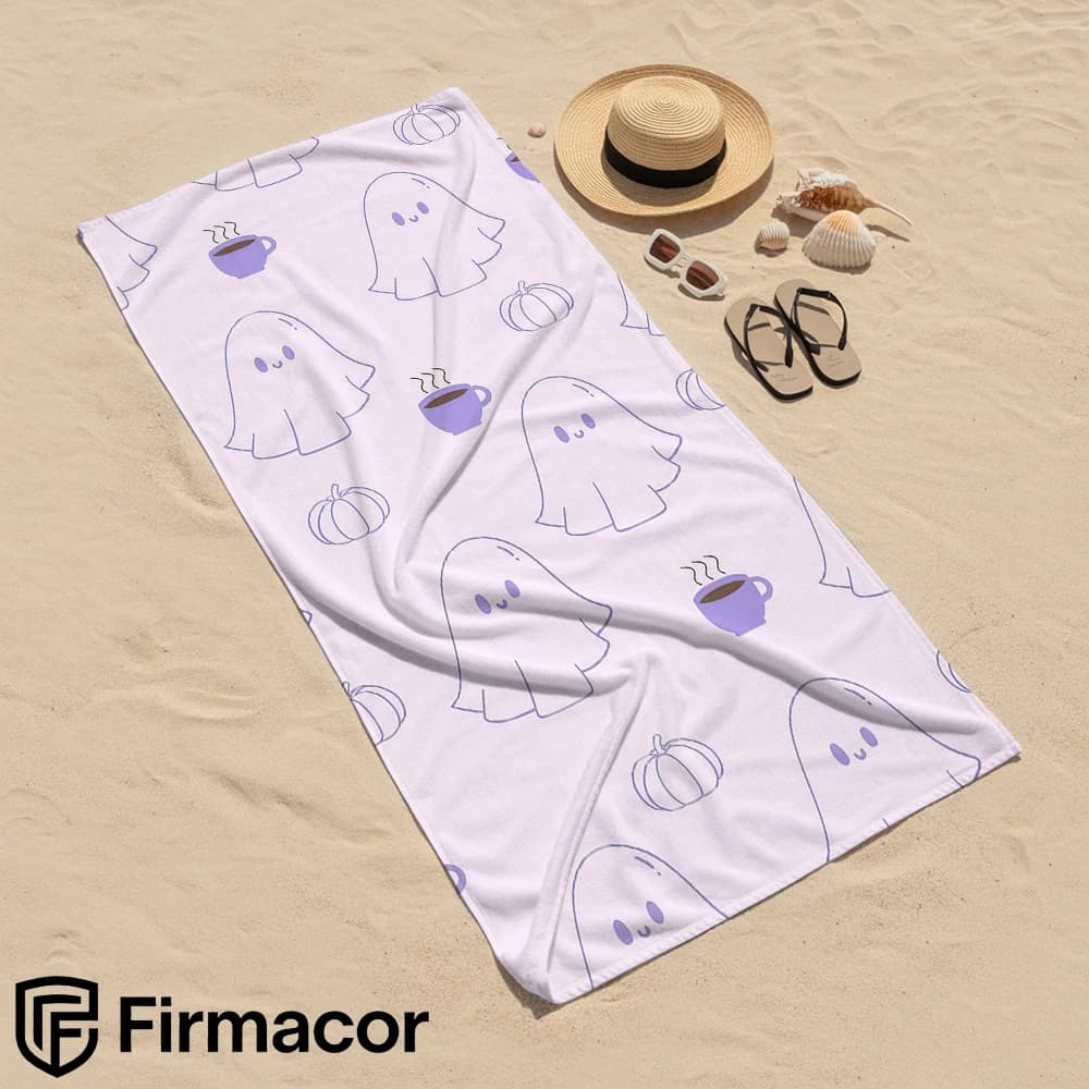Purple Ghost Coffee Microfiber Beach Towel Quick Dry Sand Free Oversized Soft Absorbent Bath Towel for Swimming Pool Travel Gym