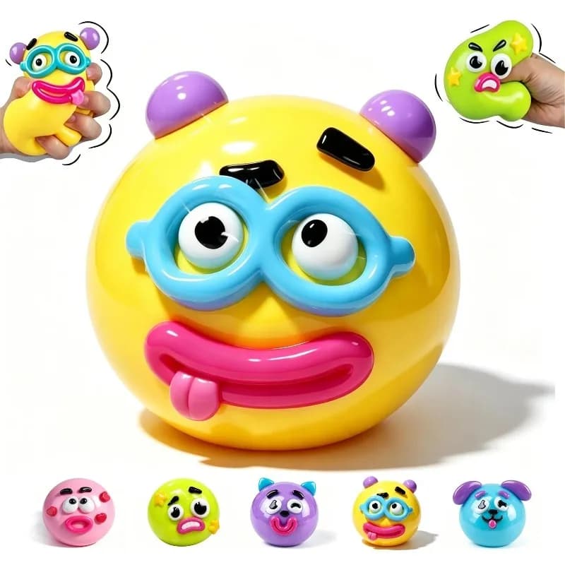 2026 Cute Slow Rebound Squeeze Toy, Smushers Dog Squishy with Interchangeable Faces, Soft Bendable Sensory Toy for Stress Relief