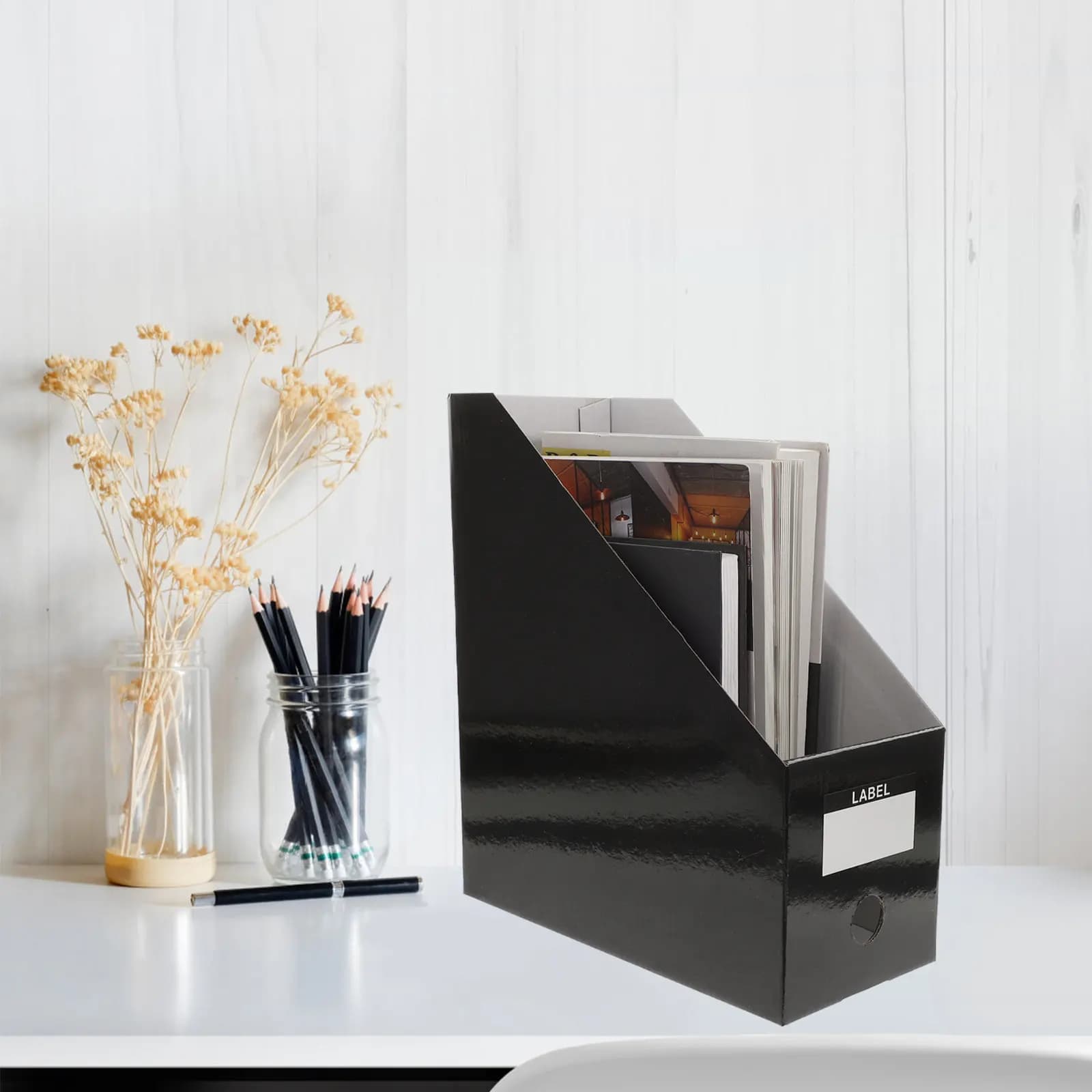 Set di 3 Organizzatori da Scrivania Premium per Libri, Riviste, Documenti, Scatola Portaoggetti, Organizzazione del Posto di Lavoro, Estetica da Scrivania