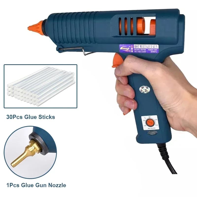 Pistola per colla per riscaldamento elettrico da 150 W per colla stick da 11 mm di diametro Ugello in rame puro Utensili elettrici per pistola per colla fai da te domestica