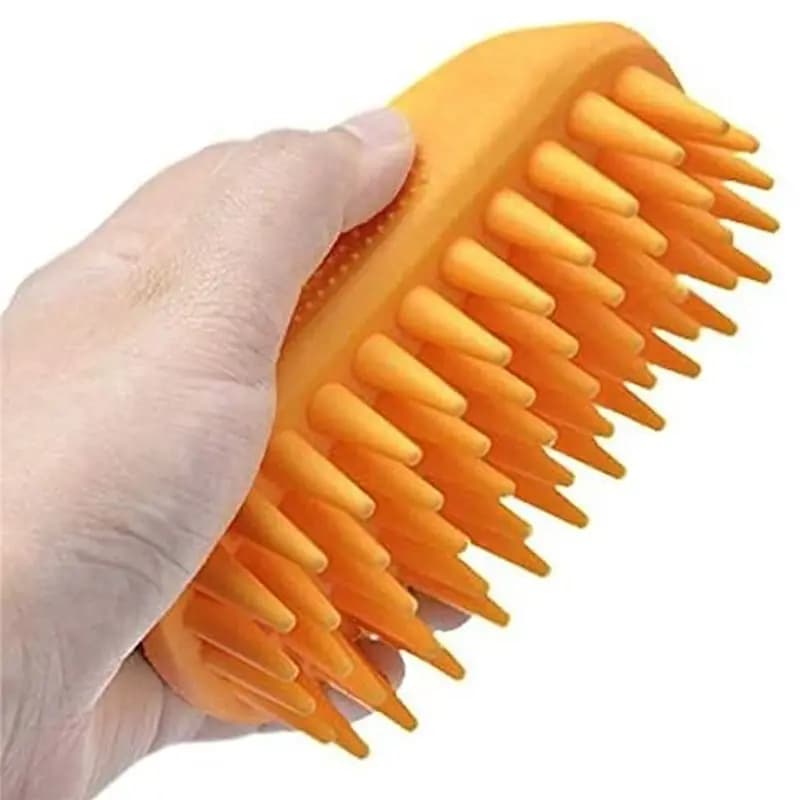 A84X-For Long& Short Hair Pet Shampoo Brush, Anti-Skid Rubber Design For Medium-Large Dogs Cats, Mice Grooming Orange