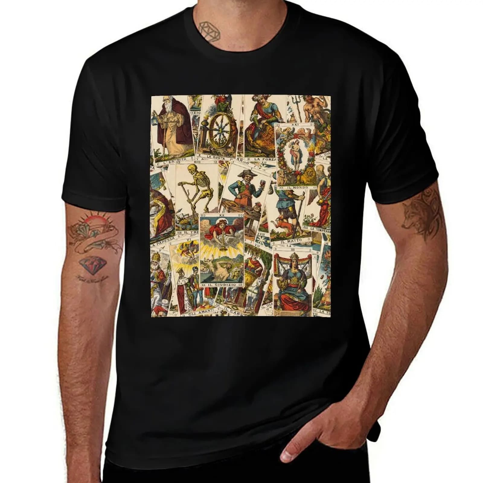 Tarot cards pattern T-Shirt Work Outdoor T-Shirt for Men