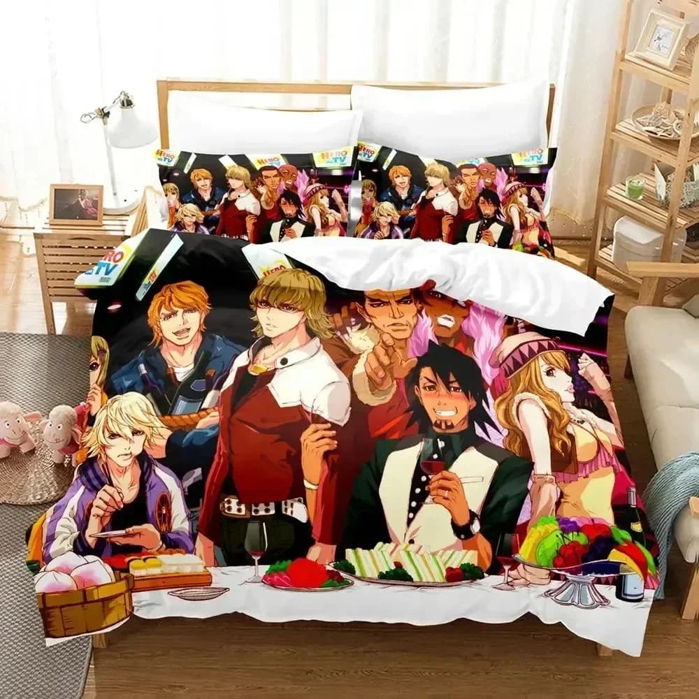 Set di Biancheria da Letto Anime Tiger & Bunny, Copripiumino Stampato, Set Completo con Federe, per Letto Matrimoniale, Queen o King Size