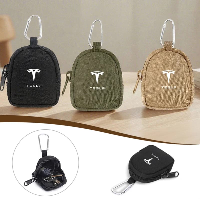 Portable Mini Wallet Car Logo Purse Coin Key Storage Bag For Tesla Model 3 Y S X Roadster Cybertruck Juguete Styling Accessories