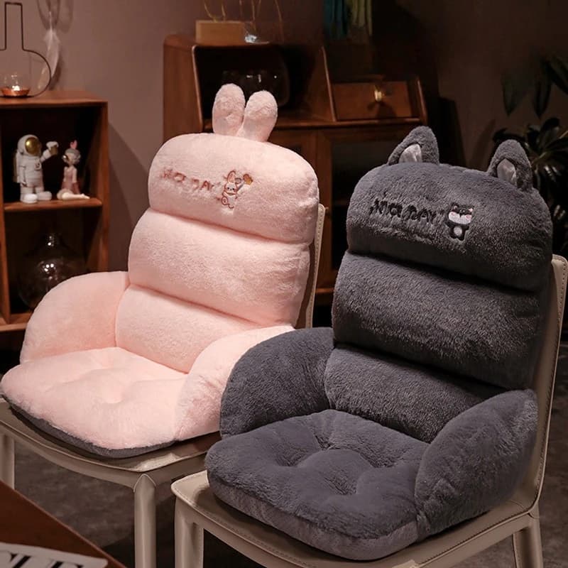 Cuscino per schienale in peluche rinforzato ispessito invernale Fodera per cuscino per sedia in pelliccia di coniglio super morbida per cuscino da pavimento per ufficio