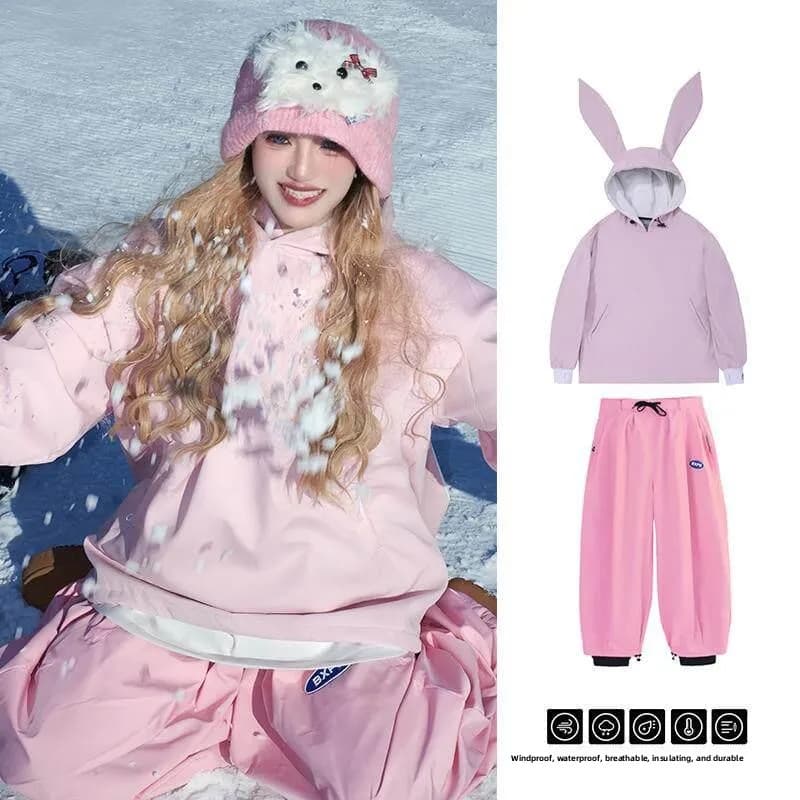 Outdoor Waterproof Professional Ski Suit Set Men's Windproof Warm Snow Pants American Hooded Fleece Jacket Casual Sportswear