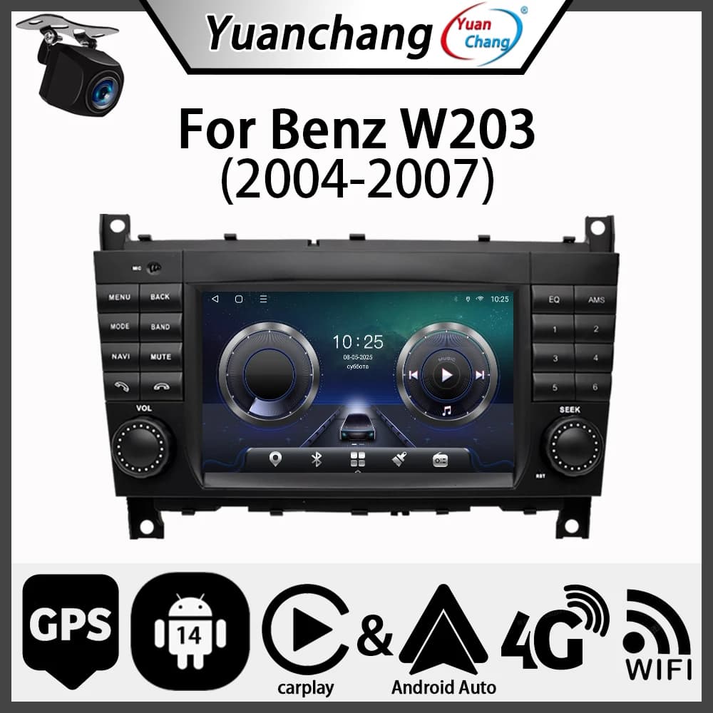 YuanChang Suitable for Mercedes Benz W203 2004-2007 Multimedia Car Reader for 7 Inch Android14 Carplay Wireless Car Bluetooth WIFI