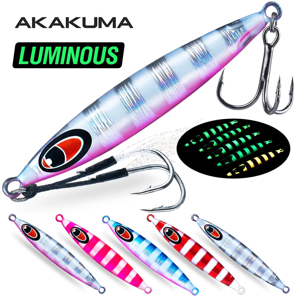 5 pezzi maschera da pesca luminosa 10g-60g esche da jigging esca dura artificiale esca per colata di metalli con gancio affilato