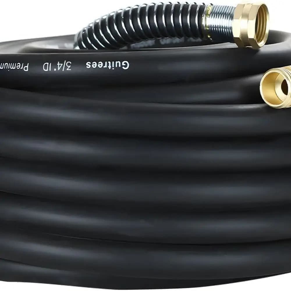 50-foot 3/4-resistant rubber garden pipe - 200-psi work, 1000-psi burst - Hot/cold water - Five-layer braiding for a duration -