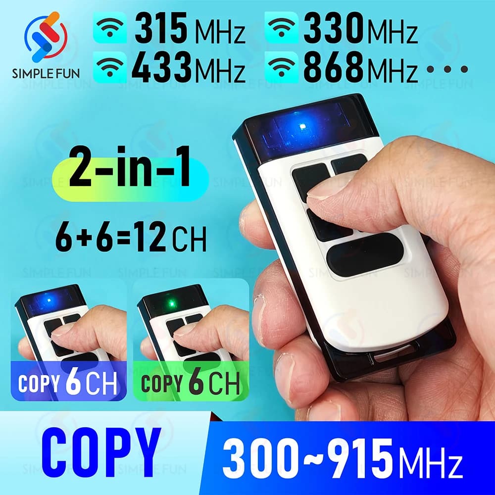 433 Mhz 330 Mhz 868 Mhz Copia telecomando 12 canali Nice Came Doorhan 300 ~ 915 Mhz Duplicatore Apriporta Garage Clone Trasmettitore