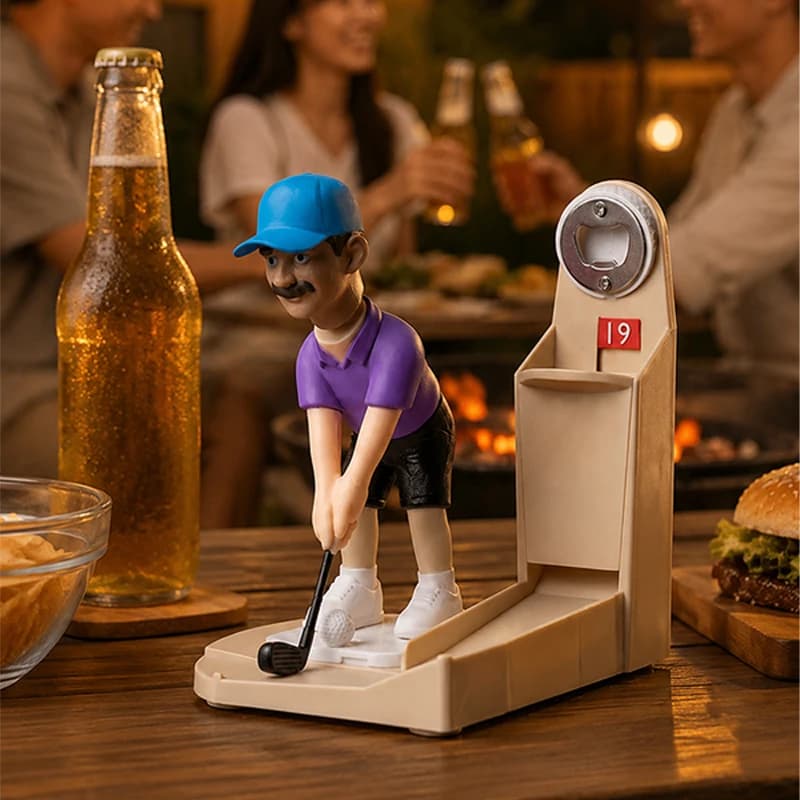 3D Printed Golf Ball Bottle Opener, Golf Swing Beer Cap Launcher, Creative Golf Gift for Men, Accessory for Home Bar & BBQ