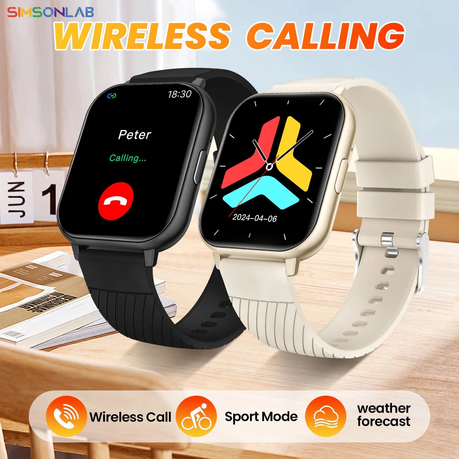 Nuovo Smartwatch 2026 per Uomo e Donna, Schermo Grande da 1,83 Pollici, Chiamate Bluetooth, Monitoraggio del Sonno, Lettore Musicale, SIMSONLAB Wireless