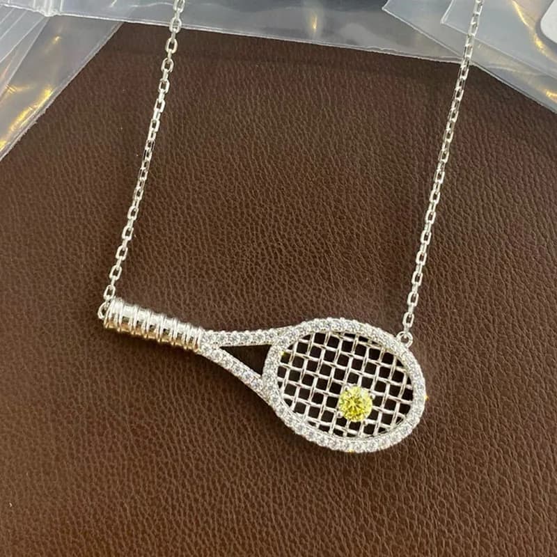 925 Sterling Silver 925 Sterling Silver Tennis Rack Pendant Necklace with AAA zircons, women's finest jewelry set.
