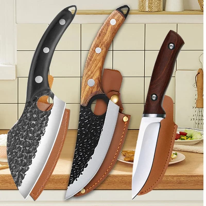 WXCOO Stainless Steel Boning Knife Meat Cleaver Handmade Forged Utility Kitchen Chef Butcher Knife with Cover