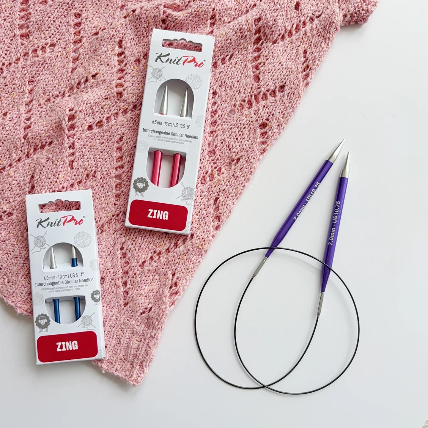 Punte per aghi circolari intercambiabili Knitpro Zing da 1 pezzo in due lunghezze