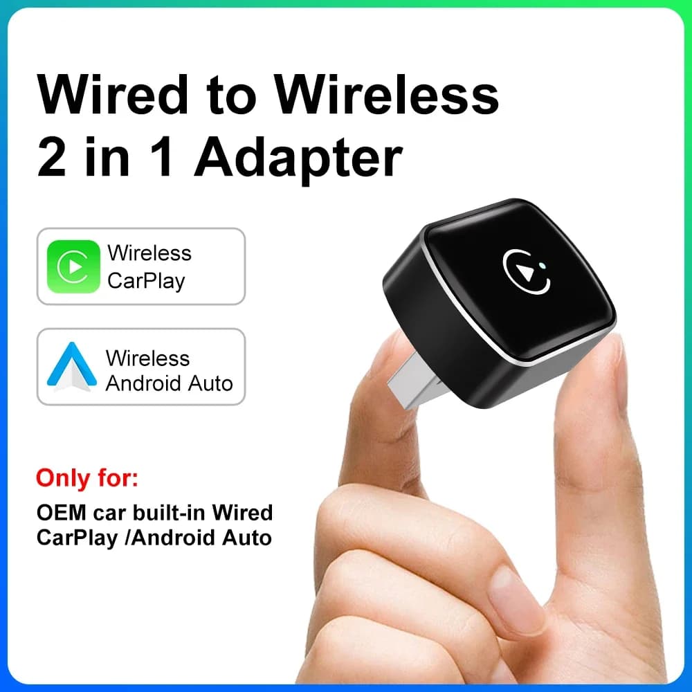 Adattatore Wireless Flixivi 2in1 per CarPlay e Android Auto, Dongle USB Mini Box Plug and Play Universale per Auto Toyota, Nissan, Honda, Ford