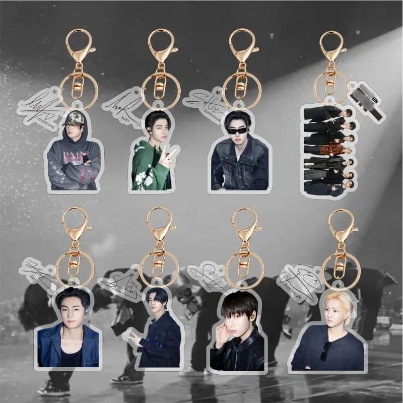 Pop ENHYPENED Double Sided Printed Clear Acrylic Keychain Cute Cartoon Pattern Bag Charm Handbag Key Decorative for Women Gift