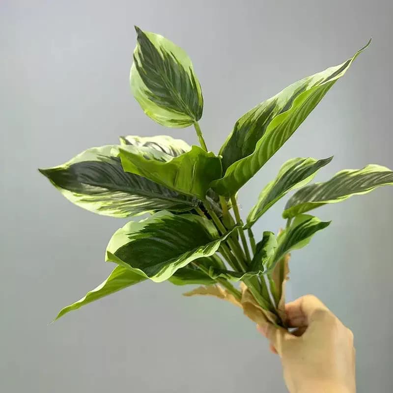 Creativa Pianta Artificiale a 14 Foglie, Foglie Verdi Sempreverdi per Scenografie Fotografiche, Decorazione Murale per la Casa